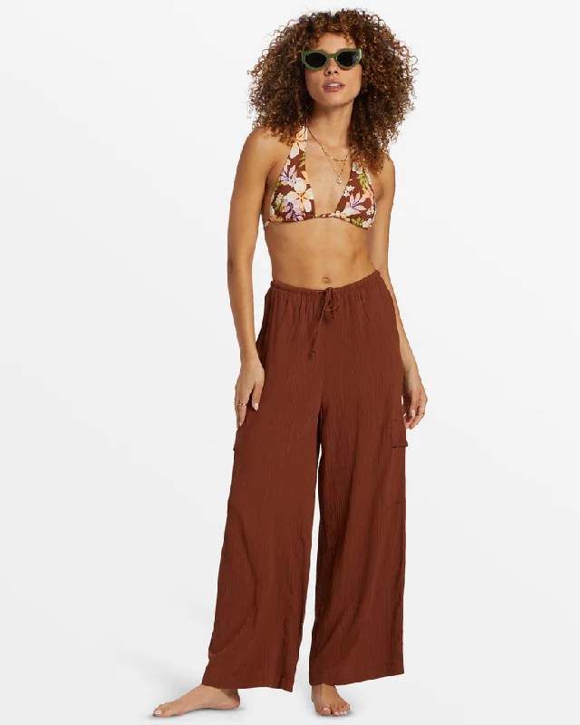 Billabong Beach Babe Beach Cargo Pants - TOASTED COCONUT Comfy High-Waist Jeans