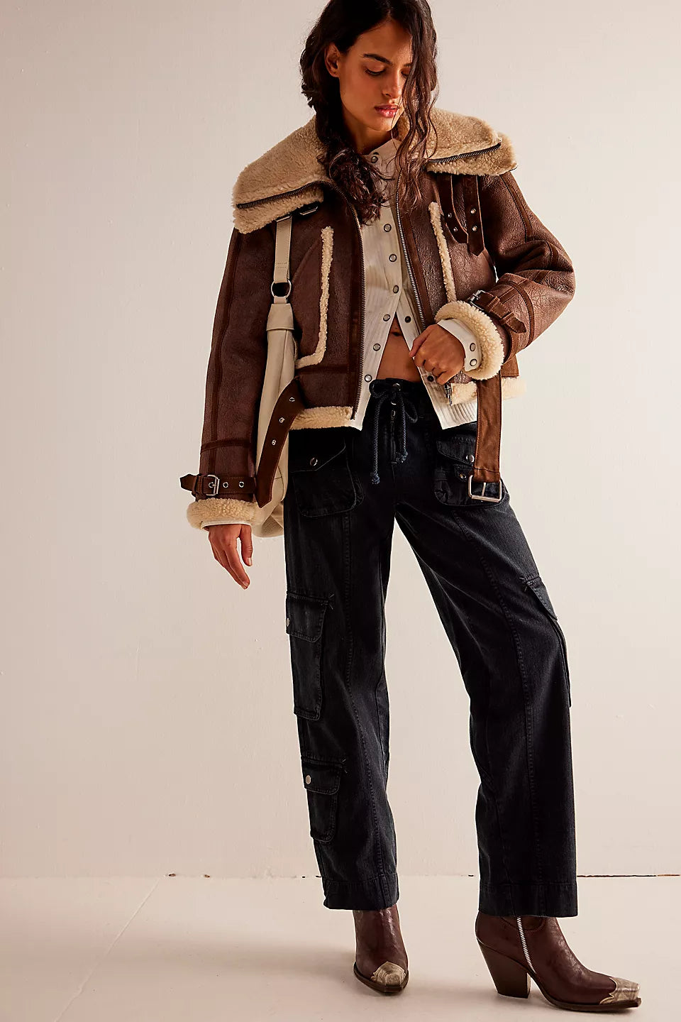 Free People Tahiti Cargo Pants - Black Comfortable Fleece Pants