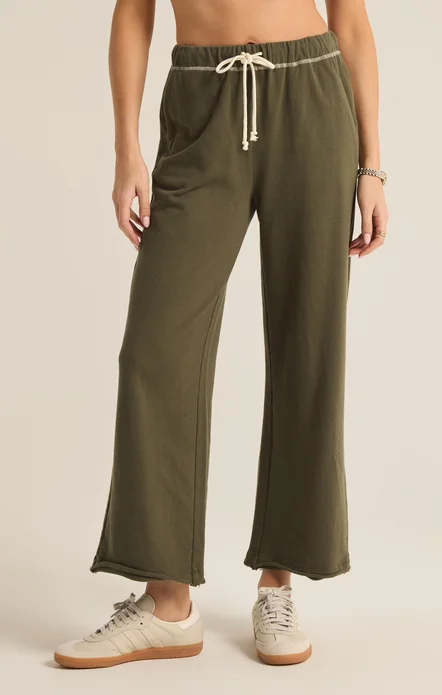 Z Supply Huntington French Terry Pant Trendy Wide-Legged Trousers