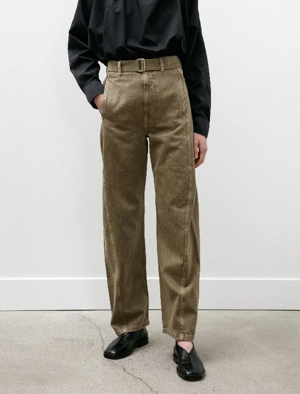 Twisted Belted Pants Denim Snow Olive Comfy High-Waist Jeans