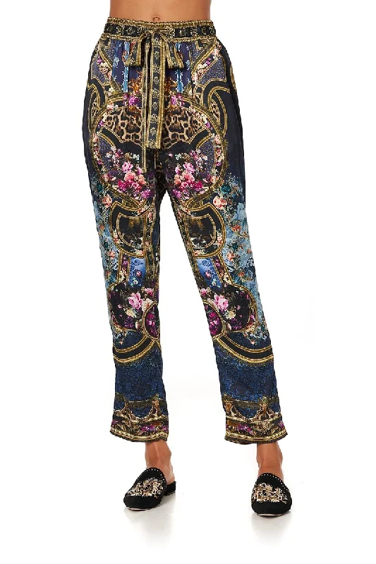 Drop Crotch Slim Leg Pants Fields Of treasure Elegant Silk Pants