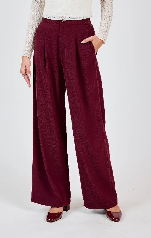 Sadie & Sage Silent Streets Wide Leg Pleated Pants Warm Wool Trousers
