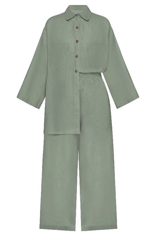 Top And Pants Set Algue Stylish Paperbag Waist Pants