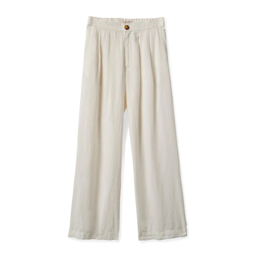 Brixton Vintage Linen Wide Leg Pant - Off White Casual Sweatpants Style