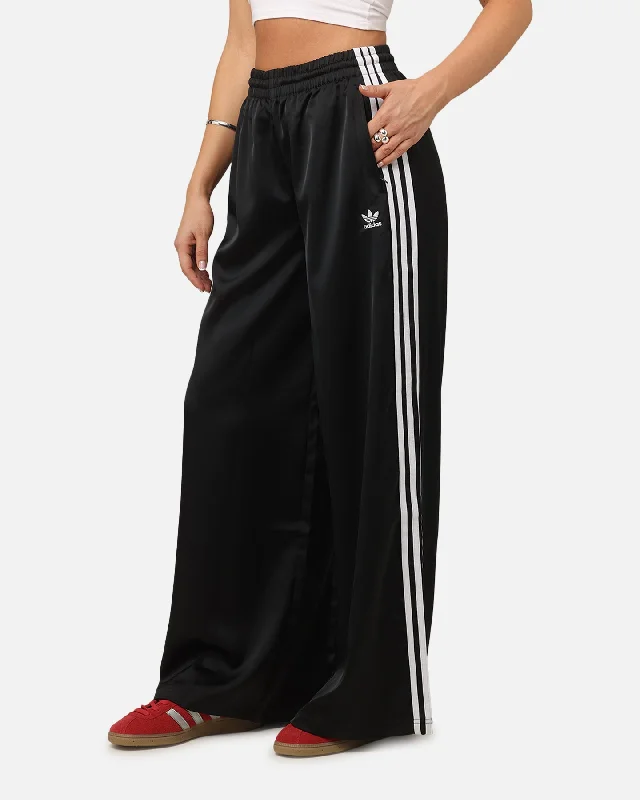 Adidas Women's Satin Wide Leg Pants Black Slim-Fit Khaki Pants