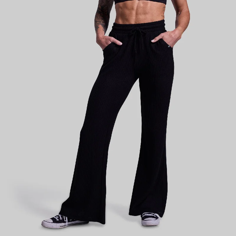 R and R Waffle Lounge Pant (Black) Classic Stretch Pants