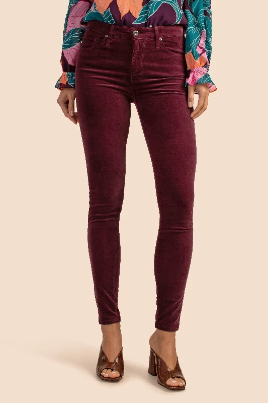 AG Maroon Velvet Farrah Skinny Pant Slim-Fit Khaki Pants