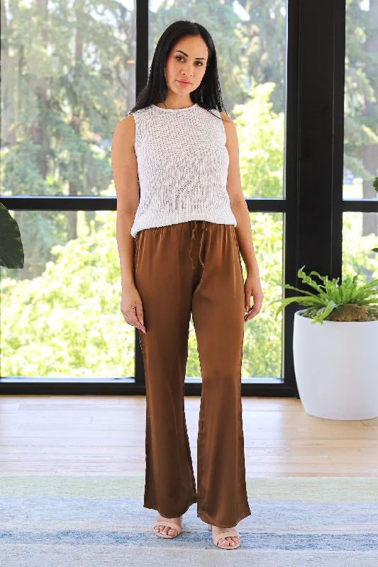 GOLDEN Sam Silky Straight Leg Pants Trendy Palazzo Pants
