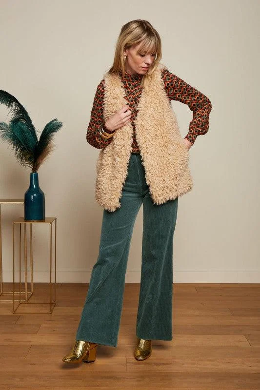 King Louie Marcie Pants Corduroy in Sycamore Green Fashionable Sporty Pants
