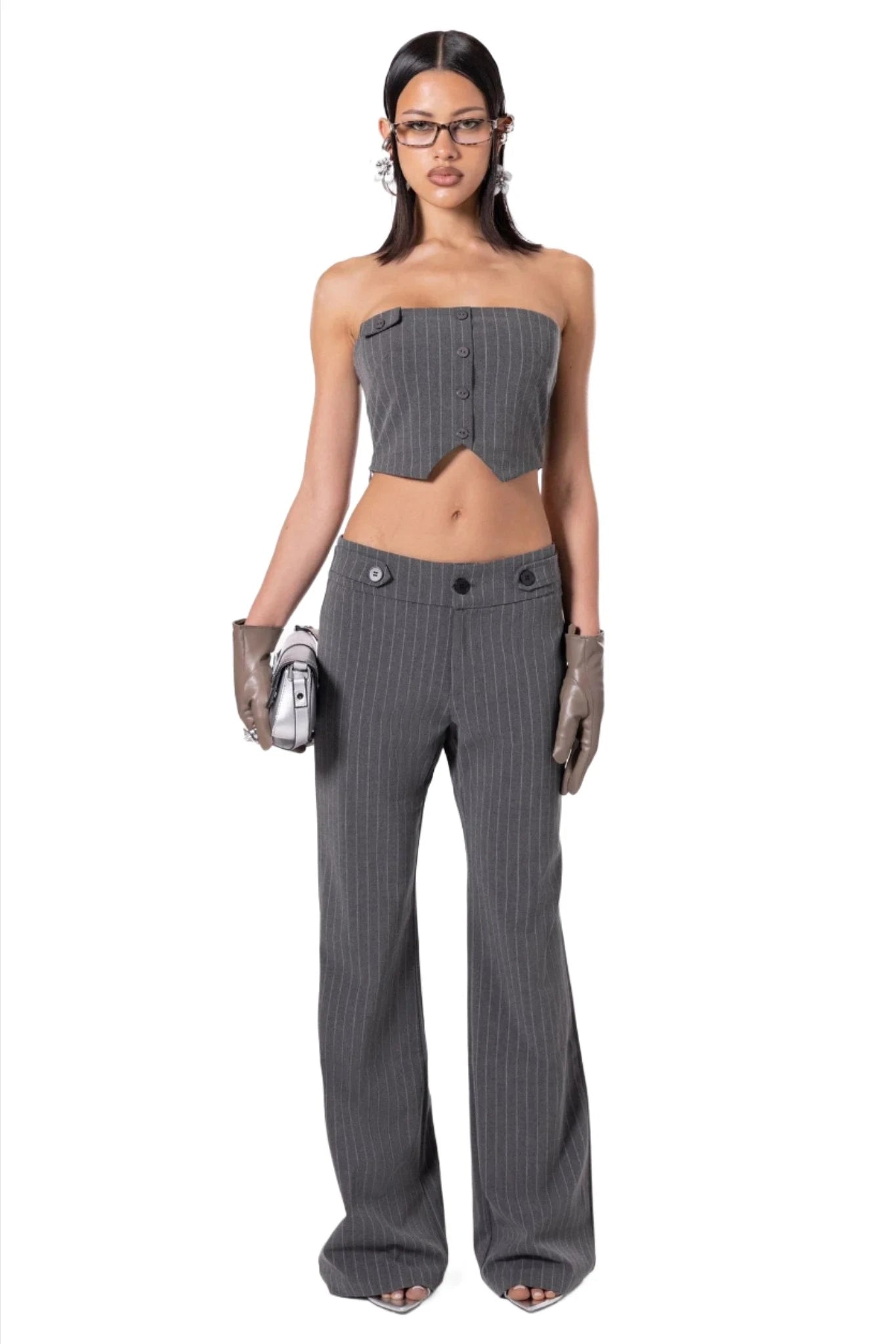 The Kript - "York Pants" - Grey High Rise Sleek Black Pants