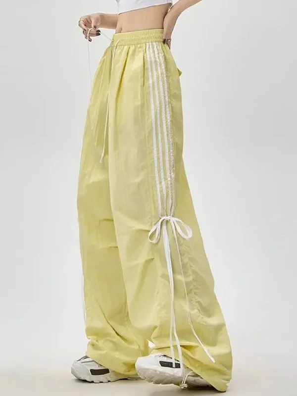 'Pineapple' Streetstyle Oversized Pastel Blokecore Ribbon Pants Lightweight Linen Pants