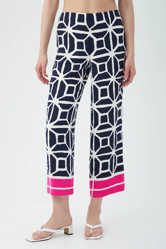 Orlett Durell Georgette Wide-Leg Cropped Pants Chic Checkered Pants