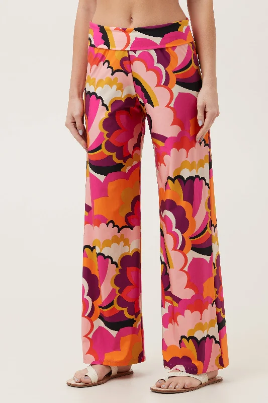 Women's Fan Faire Swim Cover-Up Pant Trendy Wide-Legged Trousers
