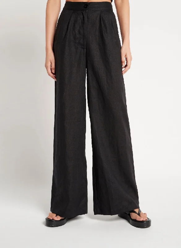 Black Wide Leg Pants Chic Faux Leather Pants