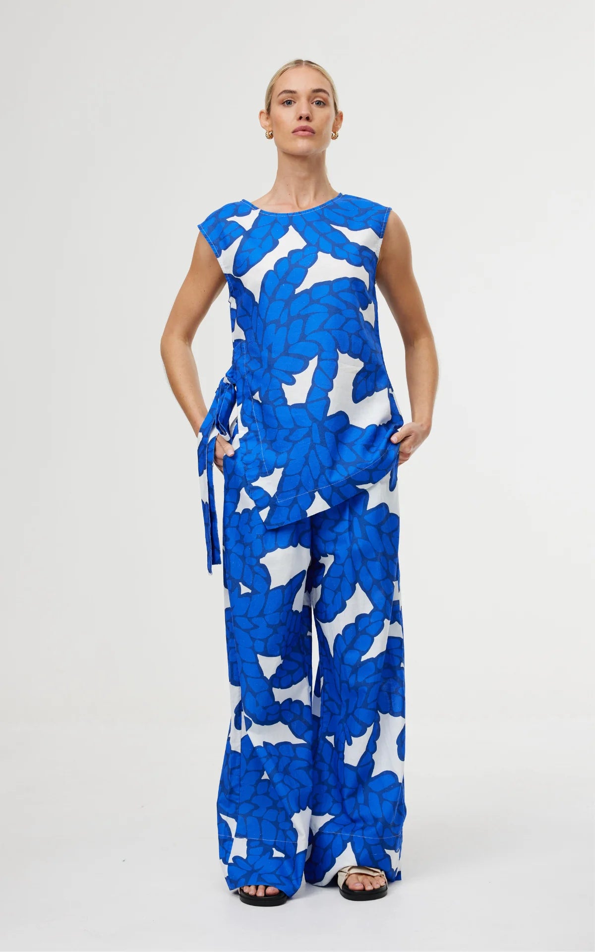 Kinney Hampton Pant in Cove Stylish Paperbag Waist Pants
