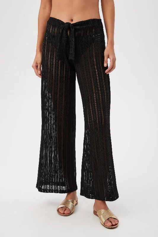 Skyhigh Mesh Tie-Front Beach Pant Cover-Up Elegant Silk Pants