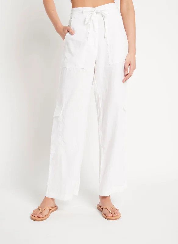 White Cargo Pants for Women Stylish Slim Trousers