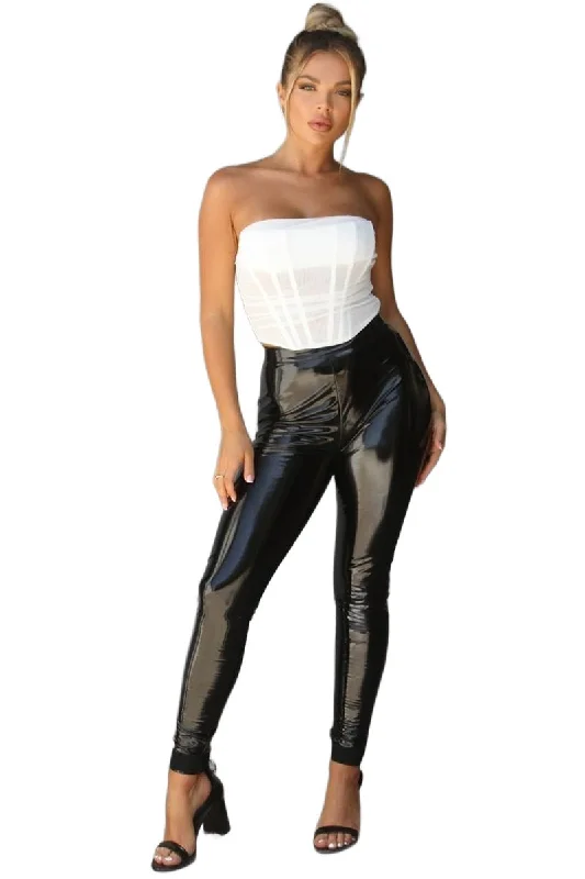 TIC TOC - Vinyl Pants - High Waist Skinny Stylish Harem Pants