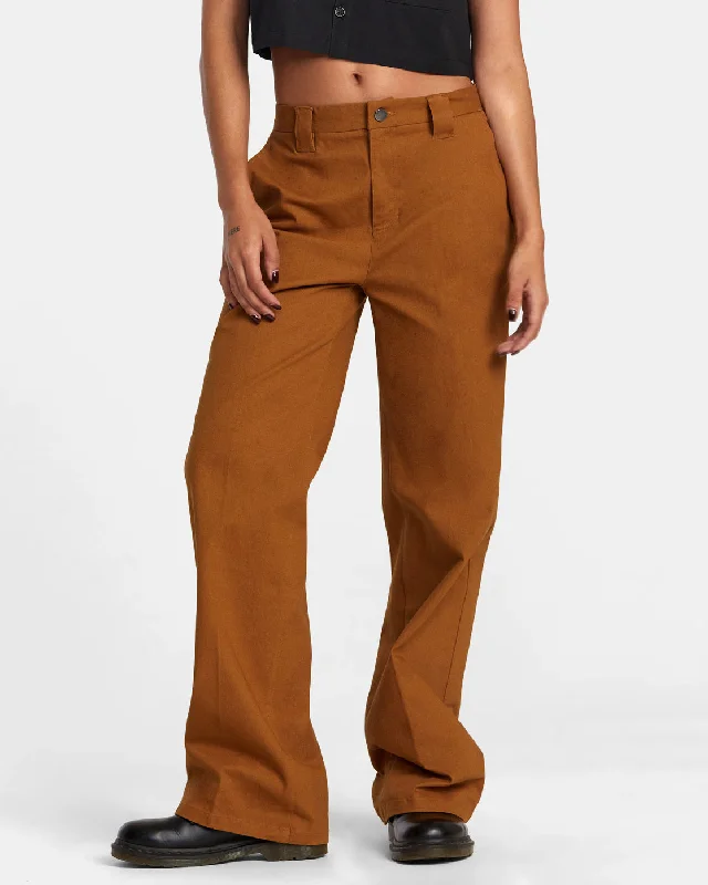 RVCA Coco Wide Leg Pants - Workwear Brown Classic Straight Pants