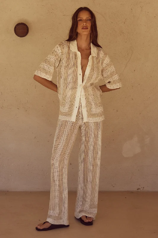 Ziggy Pant White/Sand Cozy Full-Length Pants