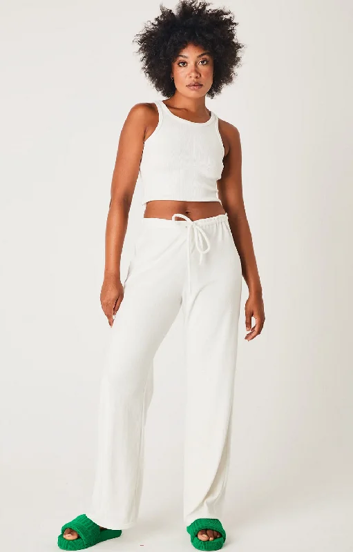Terry Relaxed Pants White Classic Cropped Pants