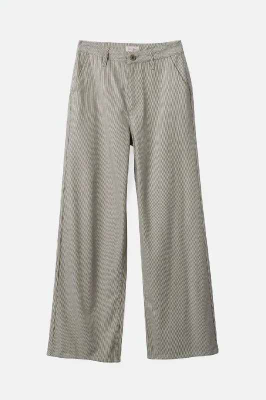 Victory Full Length Wide Leg Pant - Sea Kelp Stripe Chic Faux Leather Pants