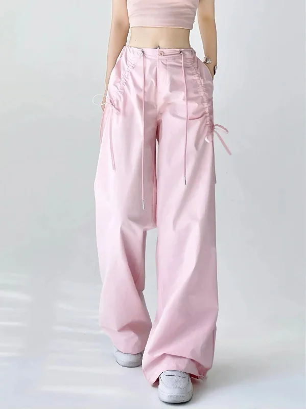 'Sea Salt' Streetstyle Oversized Soft Macaroon Bloke core Ribbon Pants Formal Dress Pants