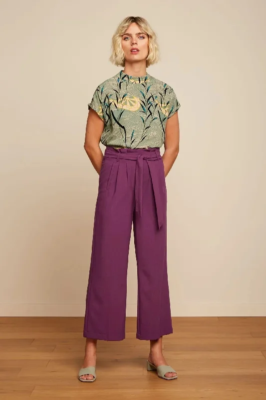 King Louie Neva Cropped Pants Timba in Caspia Purple Fashionable Button-Up Pants