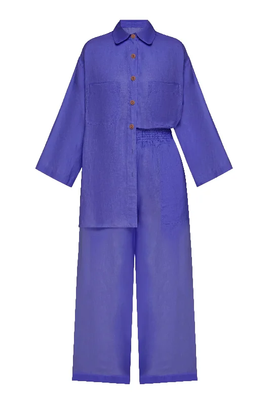 Top And Pants Set Blue Iris Classic Cropped Pants