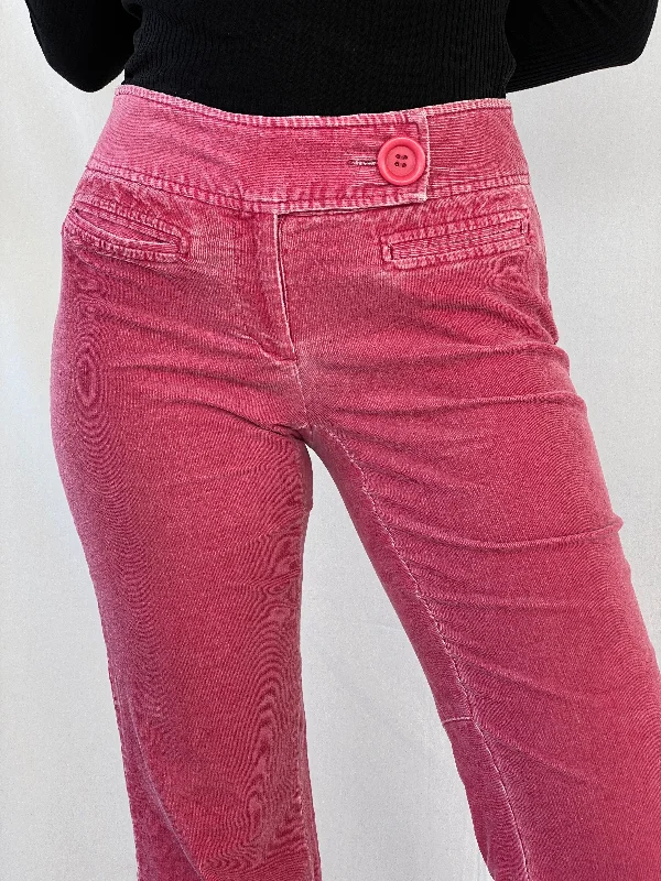 00s I-N-C International Concepts Pink Corduroy Mid-Rise Pants - 38EUR Relaxed Fit Trousers