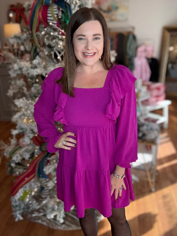Simple Times Dress in Magenta