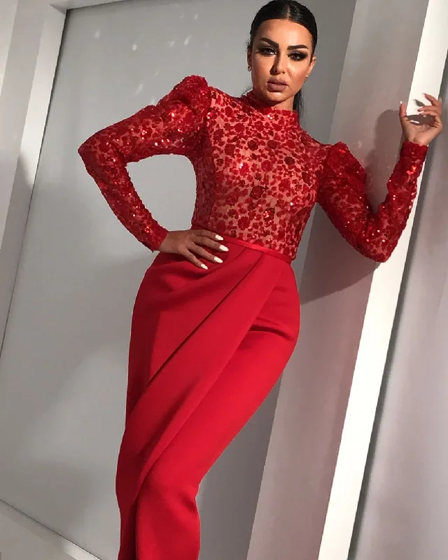 puffy sleeve red evening dresses long sleeve high neck sparkle elegant evening gown arabic puffy sleeve red evening dresses long sleeve high neck sparkle elegant evening gown arabic