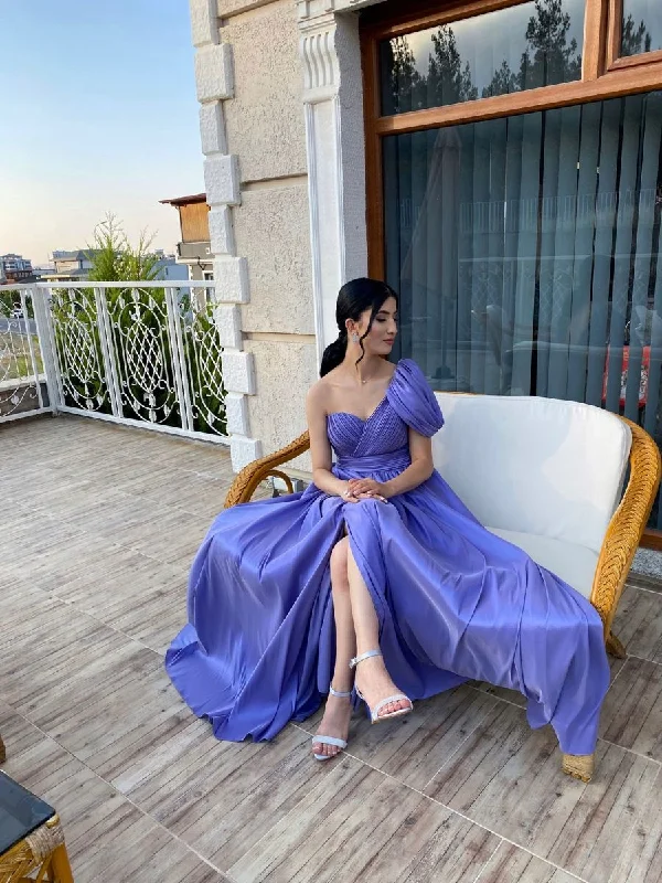 Chic Purple A-line Prom Dress With Split cc901