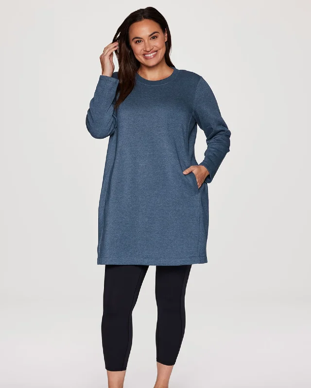 Plus Prime Fleece Crewneck Dress | Dark Teal