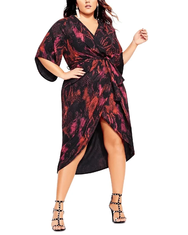 City Chic Women's Trendy Plus Size Garnet Slither Dress Bright Red Size 14W | Red
