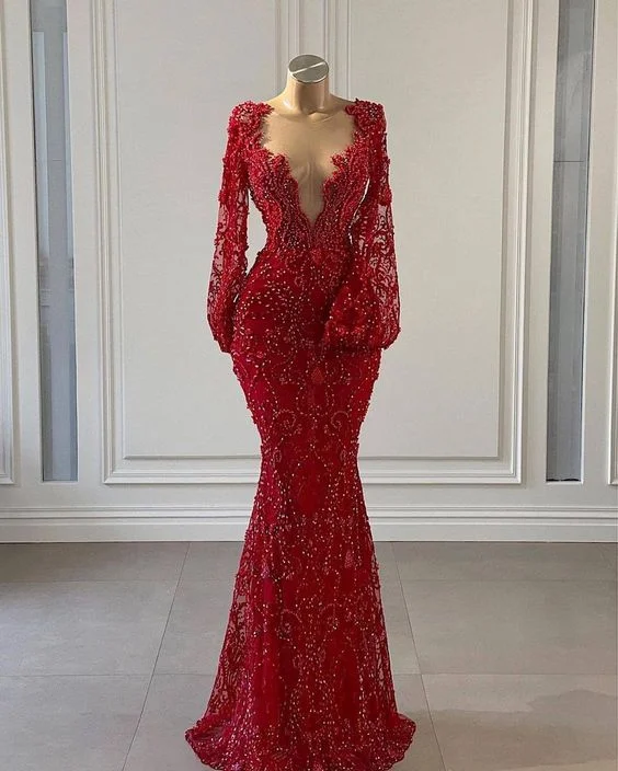 red evening dresses long 3d flowers lace applique beaded elegant mermaid evening gown vestido de longo red evening dresses long 3d flowers lace applique beaded elegant mermaid evening gown vestido de longo