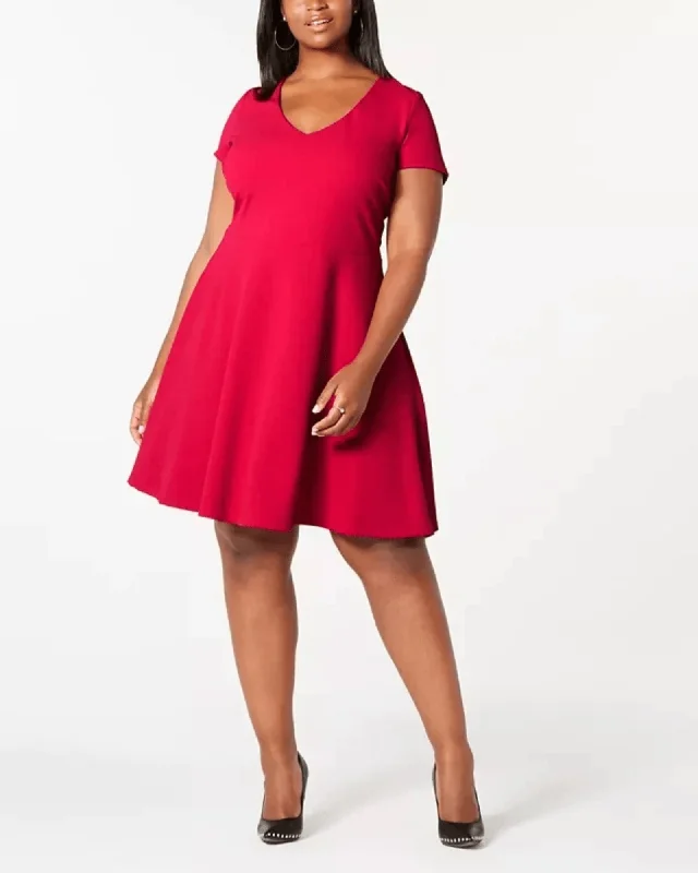 B Darlin Women's Trendy Plus Size Bow-Back Skater Dress Red Size 16 | Red