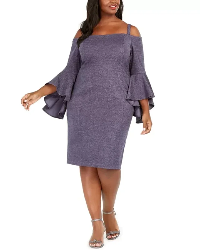 R & M Richards Women's Plus Size Off-The-Shoulder Metallic Sheath Dress Navy Size 18W AVER | Blue R & M Richards Women's Plus Size Off-The-Shoulder Metallic Sheath Dress Navy Size 18W AVER | Blue