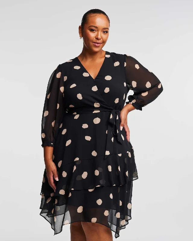 Begin Again Asymm 3/4 Dress | BLACK/BEIGE