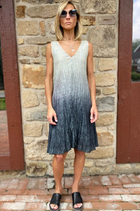 V Neck Dress - Moon / Black