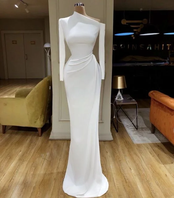 white evening dresses long sleeve modest simple mermaid elegant cheap formal dresses vestido de festa white evening dresses long sleeve modest simple mermaid elegant cheap formal dresses vestido de festa