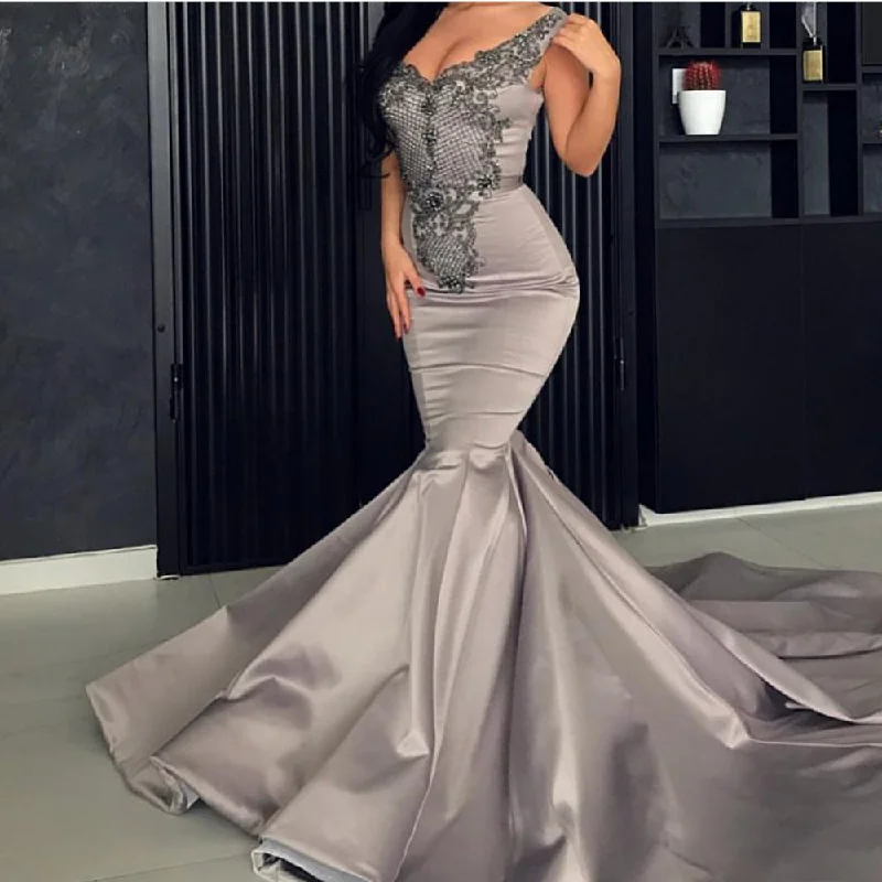 vintage evening dresses long v neck short sleeve gray lace applique modest formal evening gown vintage evening dresses long v neck short sleeve gray lace applique modest formal evening gown