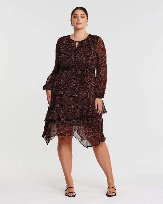 Camilla Dot Dress | BLACK/WALNUT