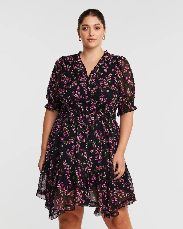 Tulip Garden Dress | Black/Pinks