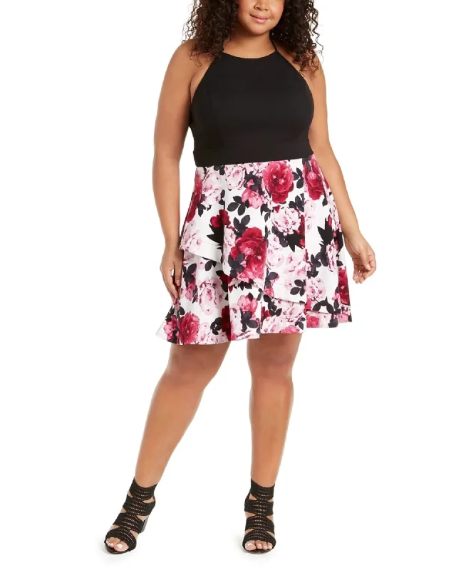 Speechless Women's Trendy Plus Size Solid & Floral-Print Dress Red Size 24 | Red
