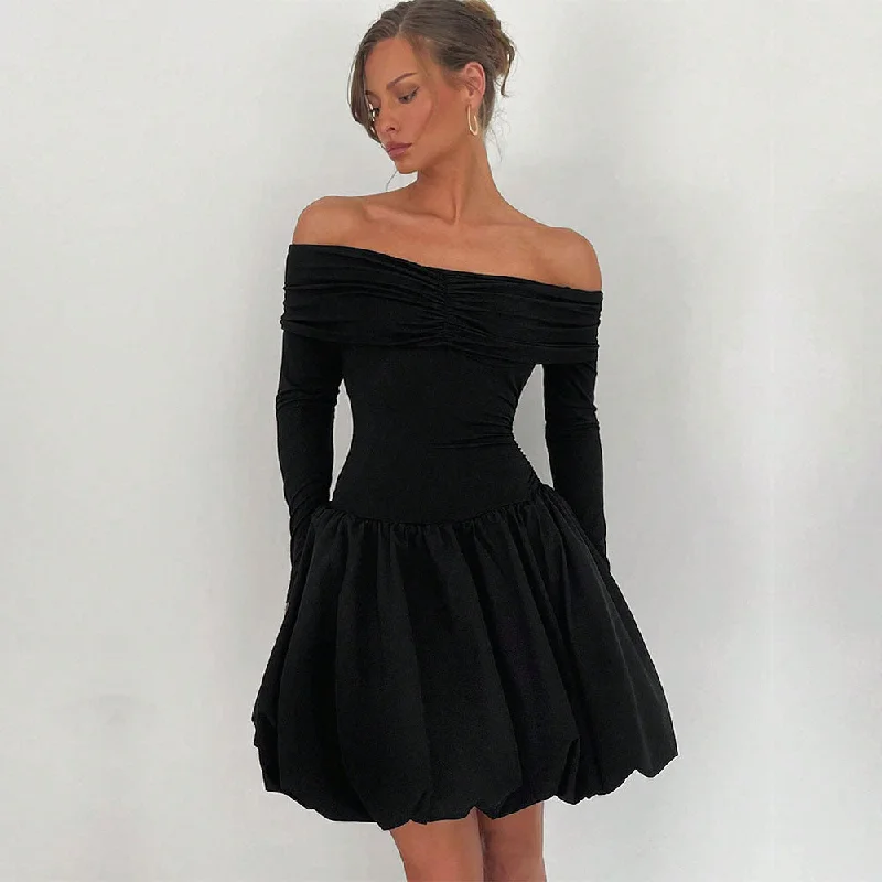 Women's Sexy Off-the-Shoulder Slim A-Line Dress