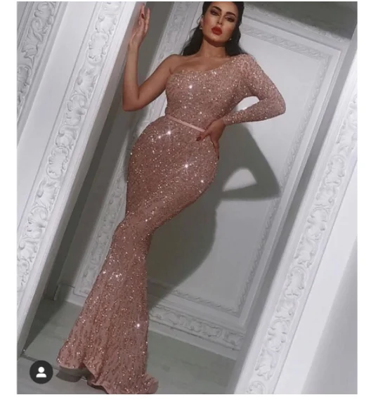 rose pink evening dresses long one shoulder sparkly mermaid fishtail elegant arabic evening gown rose pink evening dresses long one shoulder sparkly mermaid fishtail elegant arabic evening gown