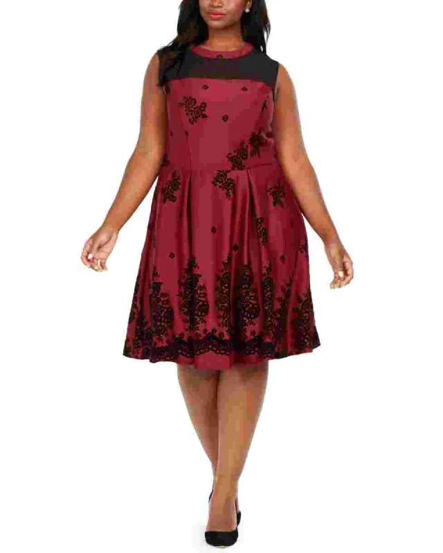 Love Squared Women's Trendy Plus Size Flocked-Velvet Fit & Flare Dress Purple Size 1X | Purple
