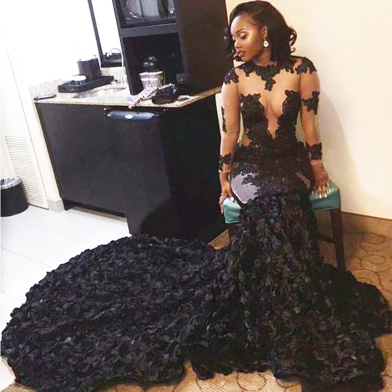 long sleeve black evening dresses 2021 lace applique mermaid floral modest elegant formal gown 2022 long sleeve black evening dresses 2021 lace applique mermaid floral modest elegant formal gown 2022