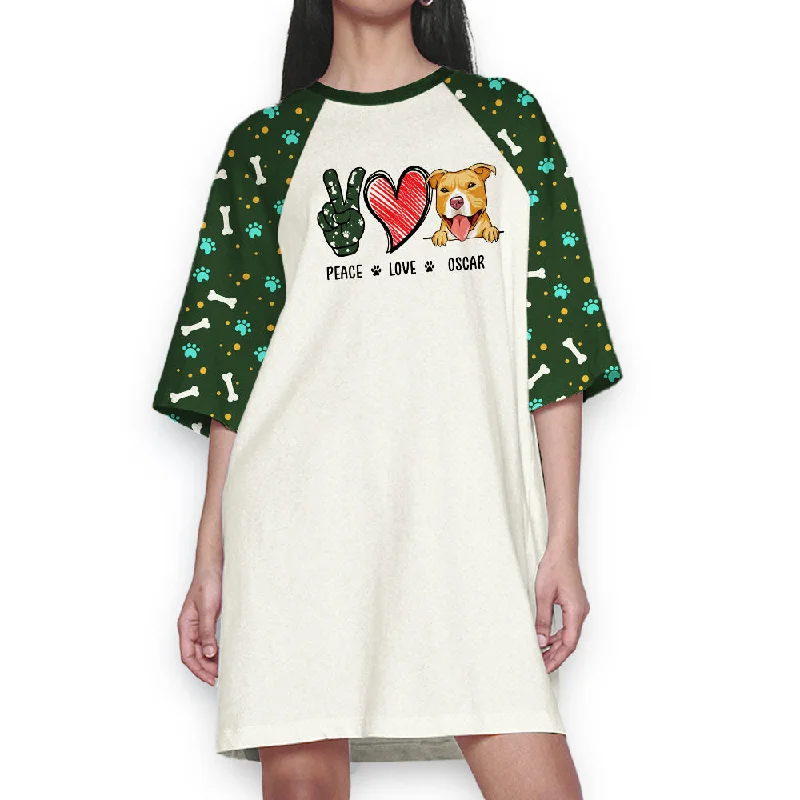 Peace Dog Pattern  - Personalized Custom 3/4 Sleeve Dress